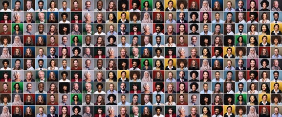 Group of 28 beautiful people in front of a background