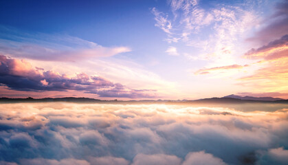 Wall Mural - celestial mountain landscape and dramatic sky sunrise background. yala, thailand, asia
