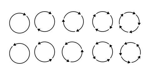 Poster - Black circles arrows set. Round logo. Round shape. Communication icon symbol. Stock image. EPS 10.
