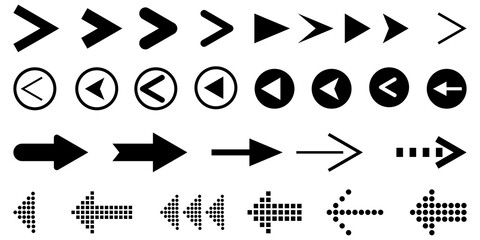 Poster - Arrow vector Set. Direction and forward symbols. Vector sketch illustration. Play button icon vector illustration. Stock image. EPS 10.