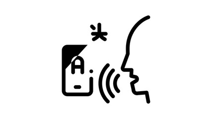 Poster - Interpreter Translator Icon Animation Interpreter In Smartphone And Web Site, Laptop And Microphone, Language Linguist