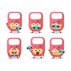 Sticker - Photographer profession emoticon with pink baby appron cartoon character