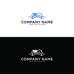Aufkleber - bridge house vector logo design template for canal bridge area properties, realty business. linear l