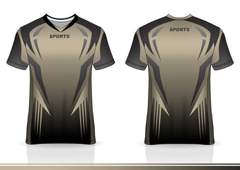 Canvas Print - Soccer jersey mockup. t-shirt sport design template, uniform front and back view. black brown color