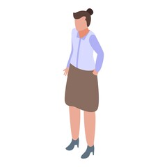 Poster - Bank woman worker icon. Isometric of bank woman worker vector icon for web design isolated on white background
