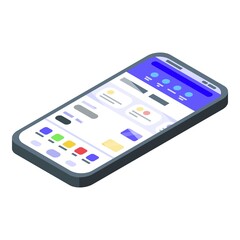Poster - Smartphone web banking icon. Isometric of smartphone web banking vector icon for web design isolated on white background