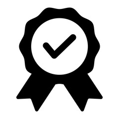 Wall Mural - 
Checkmark on a badge, quality badge in flat style 
