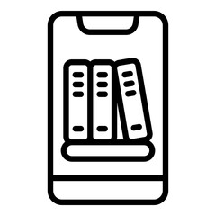 Poster - Smartphone book reader icon. Outline smartphone book reader vector icon for web design isolated on white background