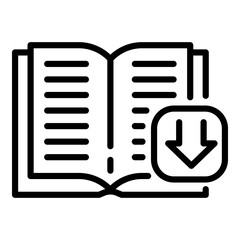 Poster - Download digital book icon. Outline download digital book vector icon for web design isolated on white background