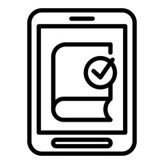 Poster - Approved digital book icon. Outline approved digital book vector icon for web design isolated on white background