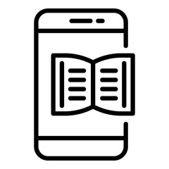 Poster - Smartphone book learning icon. Outline smartphone book learning vector icon for web design isolated on white background