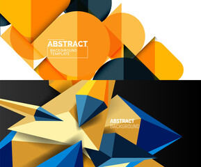 Set of two minimal geometric abstract backgrounds. Vector illustration for covers, banners, flyers and posters and other designs