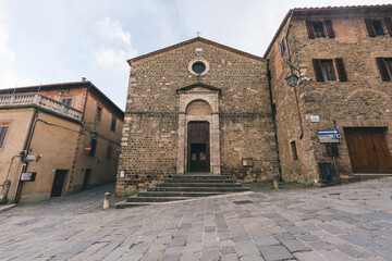 Sticker - Street view of Montalcino, the medieval town in Tuscany, Italy