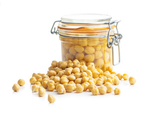 Wall Mural - Healthy canned chickpeas in jar