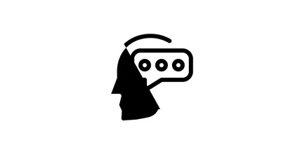 Poster - Mind Elements Signs Icon Animation Gear And Brain Mind, Heart And Shield, Padlock And Coin Marks in Man Head Silhouette