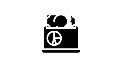 Poster - Financial Accounting Icon Animation Money Dollar Sings On Smartphone Display And Magnifier, Web Site And Laptop Financial