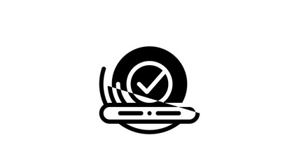 Poster - Approved Elements Icon Animation Approved Sings On Document File And Hands, Computer Monitor And Smartphone Display