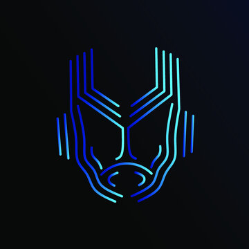 Robot logo design with dark background. Abstract cyborg human symbol for brand technology illustration. New graphic style