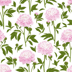 Wall Mural - Seamless texture with peony.