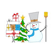 © java86 - Christmas deer and snowman congratulations on the holiday. Fairy tale characters. Happy New Year. - Vector