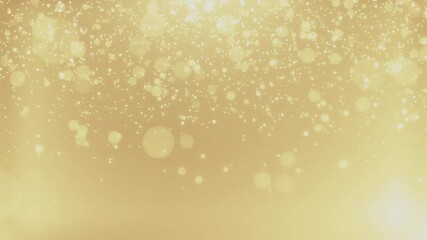 Sticker - Warm festive backdrop. Christmas blurred dots. Defocused particles background. Bokeh lights. Gold glitter. 3840x2160 4k seamless loop video