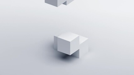 Poster - Abstract 3d render, geometric background with white cubes, modern animation, motion design, 4k seamless looped video
