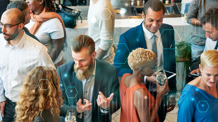 Canvas Print - Diverse business people in a dinner party