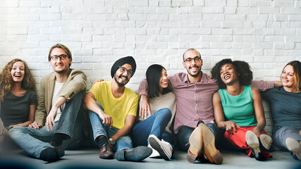 Canvas Print - Group of cheerful diverse people