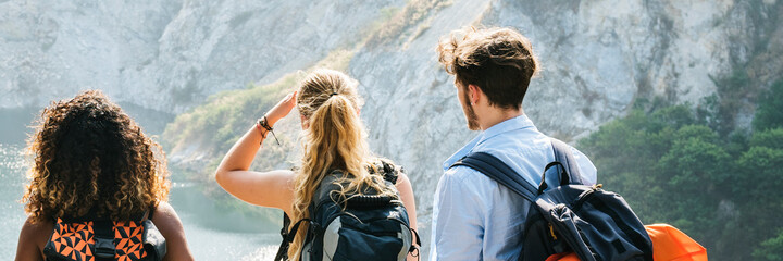 Backpacker friends on an adventure