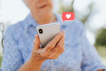 Sticker - Senior woman using a smartphone