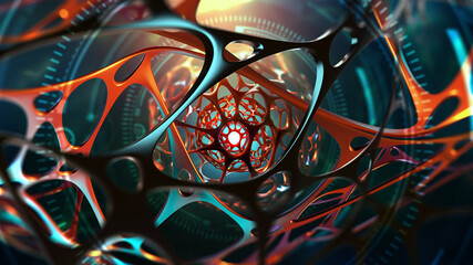 Leinwandbilder - AI concept. Sci-fi 3D illustration. Digital brain, mind and intertwining of synthetic neurons. Electrical impulses in a synthetic neural network. High technologies in world of future