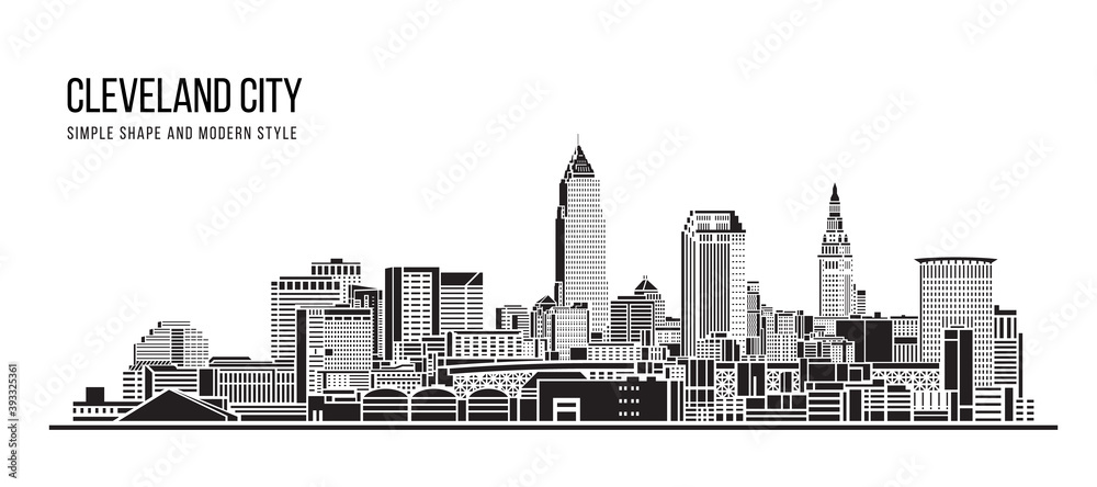 Cityscape Building Abstract Simple shape and modern style art Vector design - Cleveland city - obrazy, fototapety, plakaty 