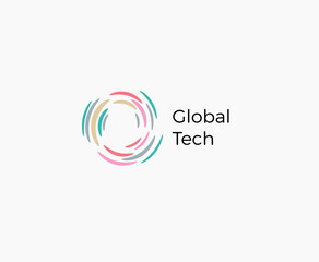 Aufkleber - Hurricane flat cartoon style vector logo concept. Global network abstract isolated icon on white background. Round colored rotate shape, emblem for business and startup.