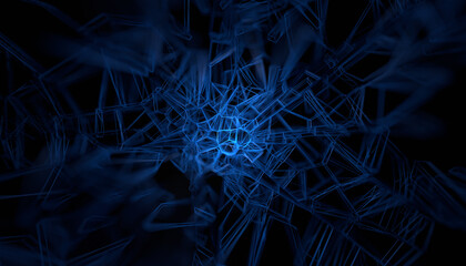 Poster - Abstract 3d render, background design with connected lines, network concept