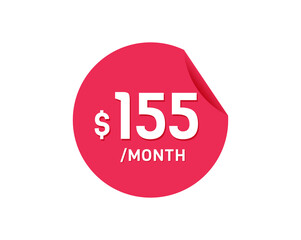 $155 Dollar Month. 155 USD Monthly sticker