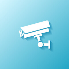 Poster - Cctv security camera flat vector blue icon, winter concept illustration in eps 10
