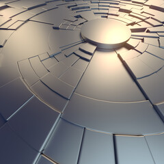 Aufkleber - Metallic circular geometric shapes. Abstract hi-tech background with HUD gears. 3d rendering digital illustration