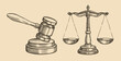 Justice sketch. Jurisdiction, business concept vintage vector