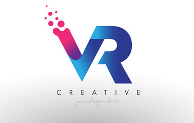 Poster - VR Letter Design with Creative Dots Bubble Circles and Blue Pink Colors