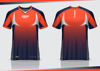 Jersey mockup. t-shirt sport design template for runner, uniform front and back view. orange color