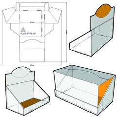 Counter display stand and Die-cut Pattern. The .eps file is full scale and fully functional. Prepared for real cardboard production.