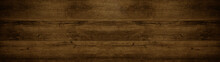 Old Brown Rustic Dark Wooden Texture - Wood Background Panorama Long Banner
