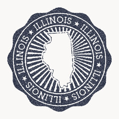 Wall Mural - Illinois stamp. Travel rubber stamp with the name and map of us state, vector illustration. Can be used as insignia, logotype, label, sticker or badge of the Illinois.