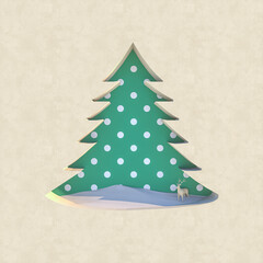 Poster - Empty podium backdrop with Christmas decoration shape. 3d render.