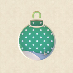 Poster - Empty podium backdrop with Christmas decoration shape. 3d render.
