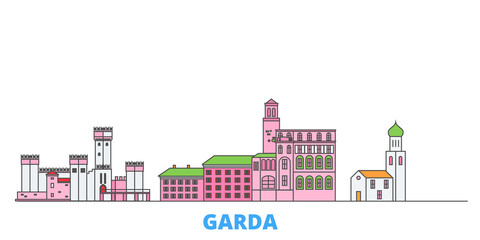 Italy, Garda cityscape line vector. Travel flat city landmark, oultine illustration, line world icons