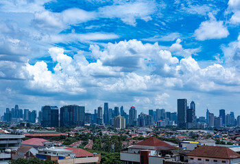 city skyline with clouds