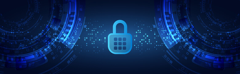 Poster - Digital security and network protection. Cybersecurity for internet projects. Antivirus technology web services.