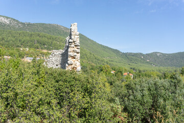 Ancient ruins of Byzantine fortress in Gedelme village. Lycia. Turkey.