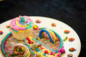 Sticker - cupcake with icing and sprinkles 1